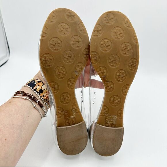 Tory Burch Reva Audrey‎ Silver & Clear Ballet Flat Sz 6.5 - Picture 14 of 16